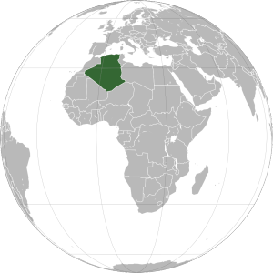 Algeria on the Globe.